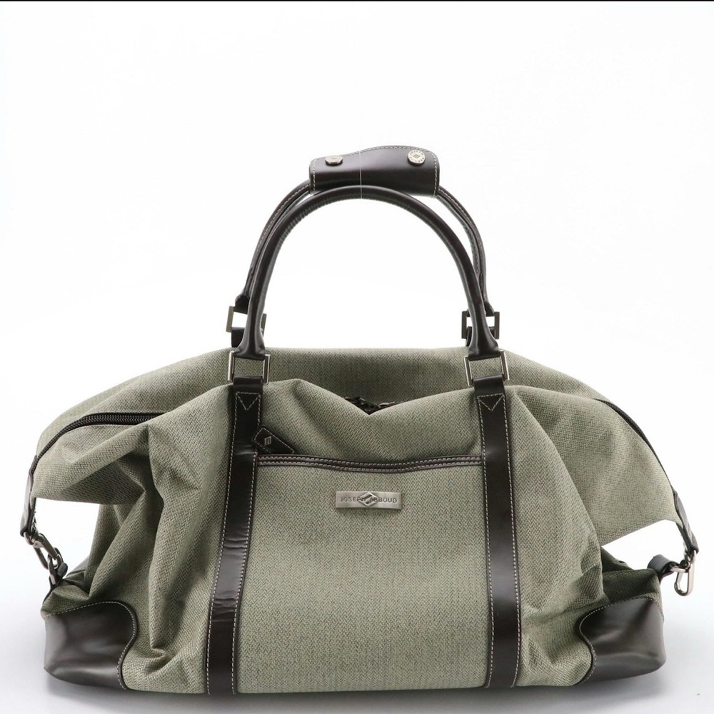 Joseph Abboud Expandable Textile Duffel with Leather Trim